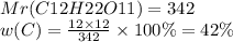 Mr(C12H22O11) = 342 \\ w(C) = \frac{12 \times 12}{342} \times 100\% = 42\%