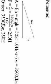 при подъёме тела массой 50 кг по наклонной плоскости 7 м и высотой 3 м совершается работы 2,1 клдж.