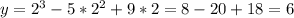 y = 2^3-5*2^2 +9*2=8-20+18=6\\