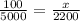 \frac{100}{5000} =\frac{x}{2200}