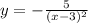 y=-\frac{5}{(x-3)^2}