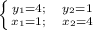 \left \{ {{y_1=4; \ \ \ y_2 = 1 } \atop {x_1=1; \ \ \ x_2 =4 }} \right.