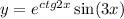 y = {e}^{ctg2x} \sin(3x)