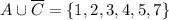 A\cup\overline{C}=\{1,2,3,4,5,7\}