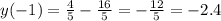 y( - 1) = \frac{4}{5} - \frac{16}{5} = - \frac{12}{5} = - 2.4 \\