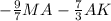 -\frac{9}{7}MA -\frac{7}{3} AK