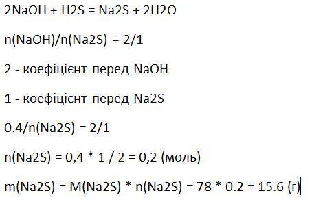 Обчислити масу солі що утворюється при взаємодії 0,4 моль натрій гідроксиду з сірководнем​
