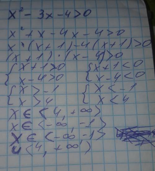 X²-3x-4>0 с Д и с графиком)​