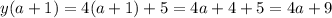 y(a+1) = 4(a+1) + 5=4a+4+5=4a+9