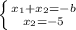 \left \{ {{x_{1}+x_{2}=-b} \atop {x_{2}=-5}} \right.