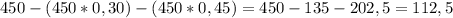 450-(450*0,30)-(450*0,45)=450-135-202,5=112,5\\