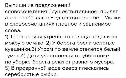 Ное», глагол + существительное .. Укажи в словосочетаниях главное на 3. Выпиши из предложений словос