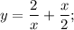 y=\dfrac{2}{x}+\dfrac{x}{2};