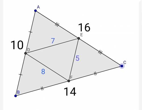 Длины сторон треугольника равны 10 см, 14 см, 16 см. Найдите сумму длин его большей средней линии и