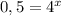 0,5=4^{x}