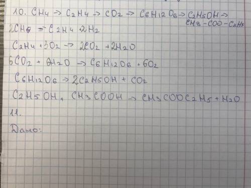 Здійсніть перетворення. Назвіть одержані органічні речовини. CH 4 → C 2 H 4 →CО 2 →С 6 Н 12 О 6 →C 2