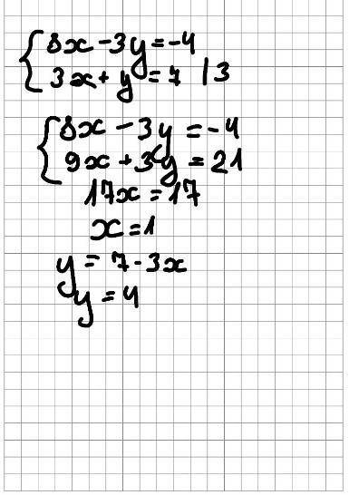 алгебраического сложения решить систему уравнений 3 + = −3, −5 − = 9. 4 + 3 = 11, 4 − 2 = 6. 8 − 3 =