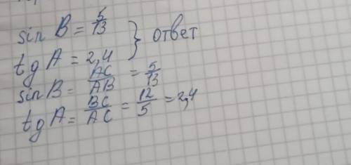 У трикутнику ABC кут C = 90°, AB =13см, BC=5см. Знайдіть sin кута B ​