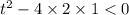 {t}^{2} - 4 \times 2 \times 1 < 0