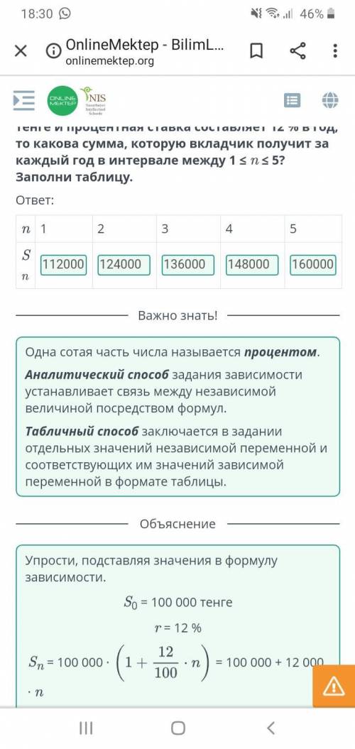 Дана формула зависимости: Sn = S0 ∙ где Sn – размер, r – процент, n – годы, S0 – первоначальная сумм