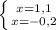 \left \{ {{x=1,1} \atop {x=-0,2}} \right.