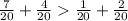 \frac{7}{20} + \frac{4}{20} \frac{1}{20} + \frac{2}{20}