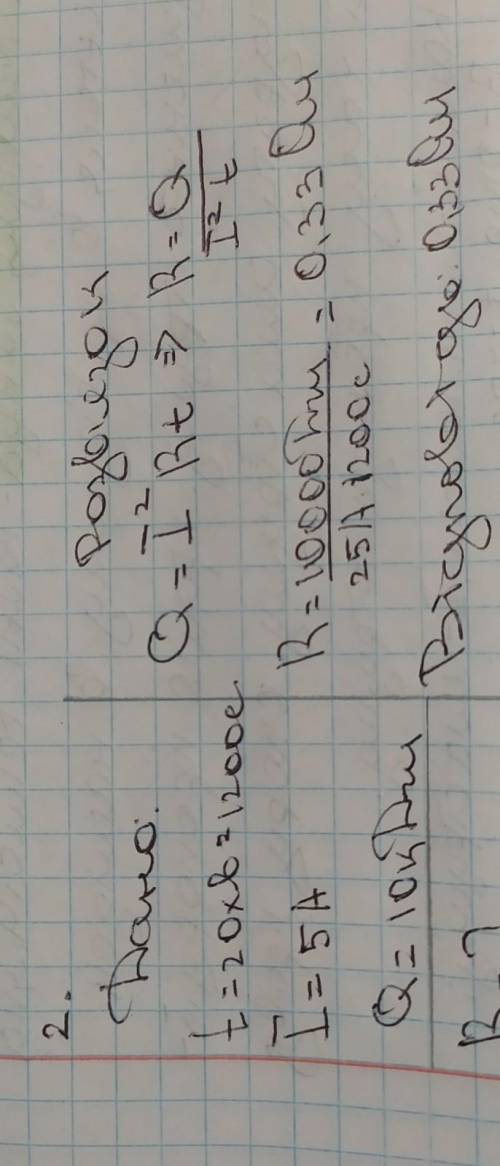 4.) По провіднику проходить струм 5 А. Визначте опір провідника, якщо впродовж 20 хв виділяється кіл