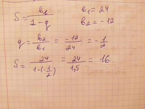7. ( ) Знайти суму нескінченої геометричної прогресії: 24;-12;6;.А16Б36В48Г12​