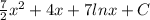 \frac{7}{2} x^2+4x+7lnx+C