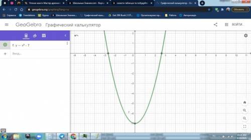 Скласти таблицю та побудуйте графік залежності y =x² -7.​