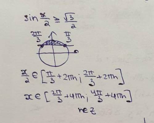 решить пример! sin x/2 ≥ √3/2​