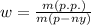 w = \frac{m(p.p.)}{m(p - ny)}