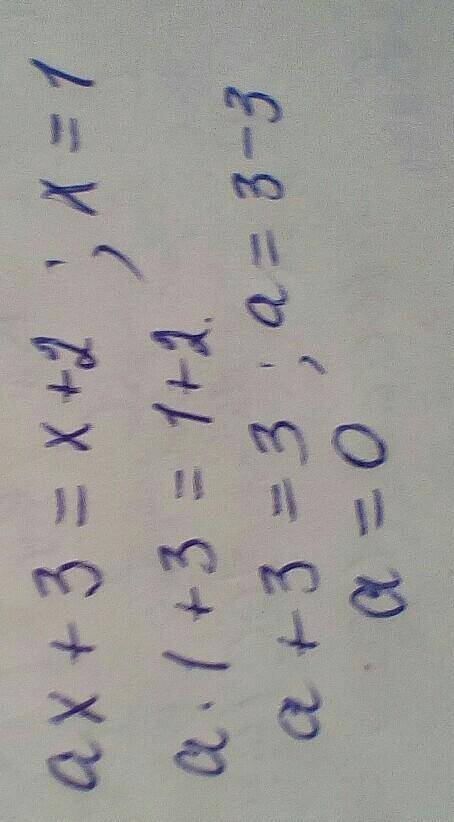 При якому значенні а рівняння ax+3=x+2 має корінь що дорівню ​