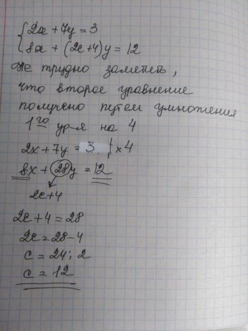 При якому значенні параметра с система має безліч розв’язків?