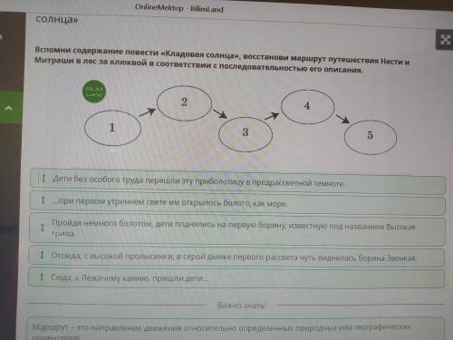 Вспомни содержание повести Кладовая солнца, восстанови маршрут путешествия Насти и Митраши в лес з