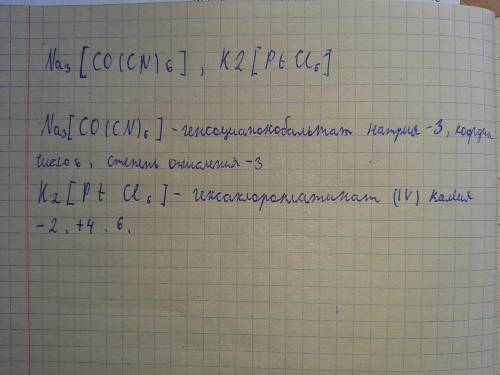 Решить лабораторную работу. 1. Определить степень окисления центральногого иона и назвать вещество: