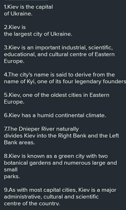 Текс на англійській мові,розповісти про Київ​