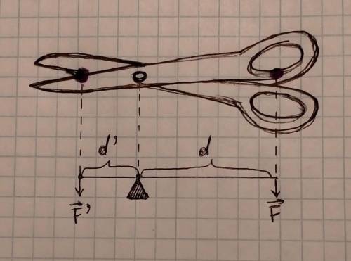С ножниц режут картон. Расстояние от оси вращения ножниц до картона 2 см, а до точки приложения силы