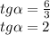 tg \alpha = \frac{6}{3} \\ tg \alpha = 2