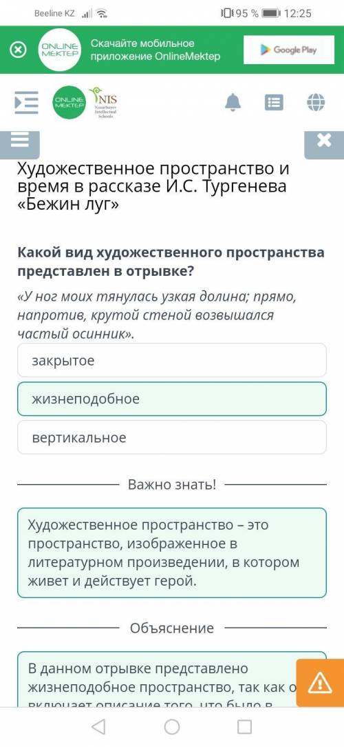 Какой вид художественного пространства представлен в отрывке? «У ног моих тянулась узкая долина; пря