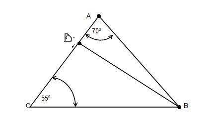 По геометрии. В треугольнике ABC угол A = 70 градусам, угол C = 55 градусам. Докажите: треугольник р