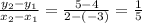 \frac{y_{2}-y_{1} }{ x_{2} -x_{1}} =\frac{5-4}{2-(-3)} =\frac{1}{5}