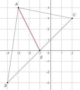 Найдите длину медианы AE треугольника ABC, если A(-3;4), B(-4;-3), C(2;3)