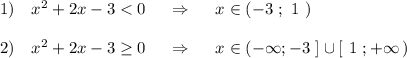 1)\ \ \ x^2+2x-3