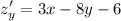 \displaystyle z'_y=3x-8y-6