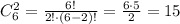 C_6^2=\frac{6!}{2!\cdot (6-2)!}=\frac{6\cdot 5}{2}=15