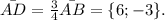 \bar {AD}=\frac{3}{4}\bar {AB}=\{6;-3\}.