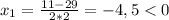 x_1=\frac{11-29}{2*2}=-4,5