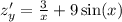 z'_y = \frac{3}{x} + 9 \sin(x) \\