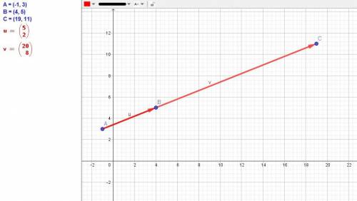 Доведіть що точки А (-1; 3) B(4; 5) C (19; 11) лежать на одній прямій​